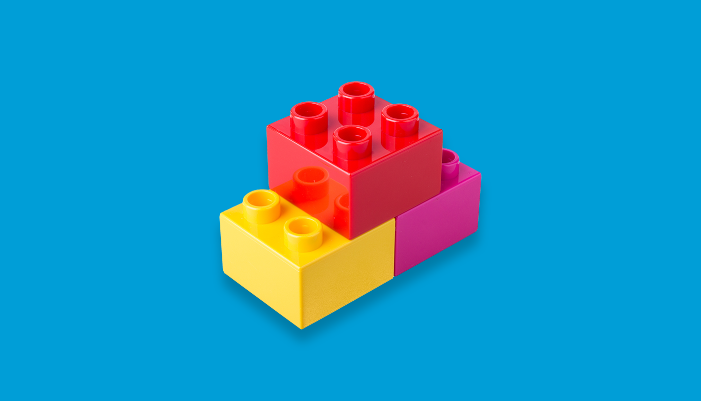 Coloured blocks stacked on each other