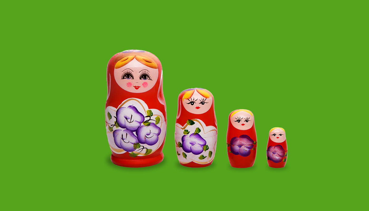 Nesting doll increasing in size