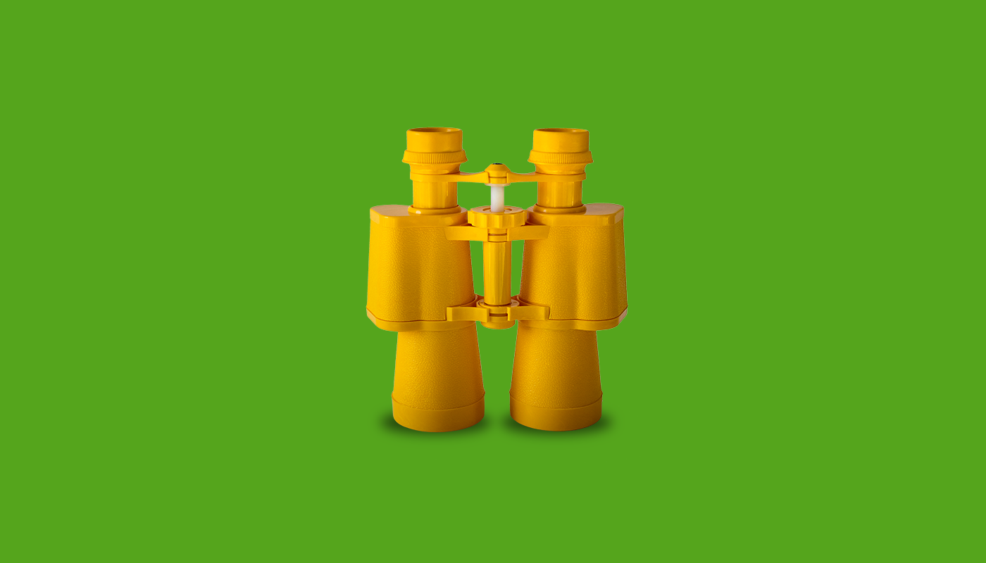 Yellow binoculars for searching