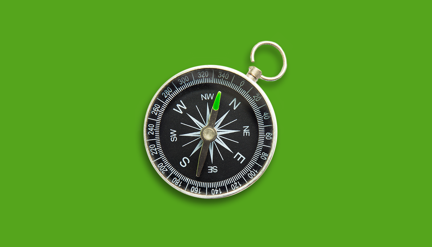 Compass pointing towards goal